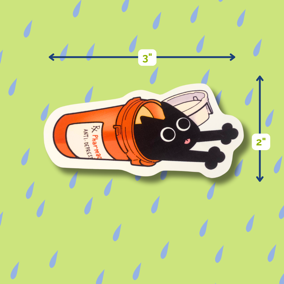 Anti-Depressant Kitty Matte Sticker