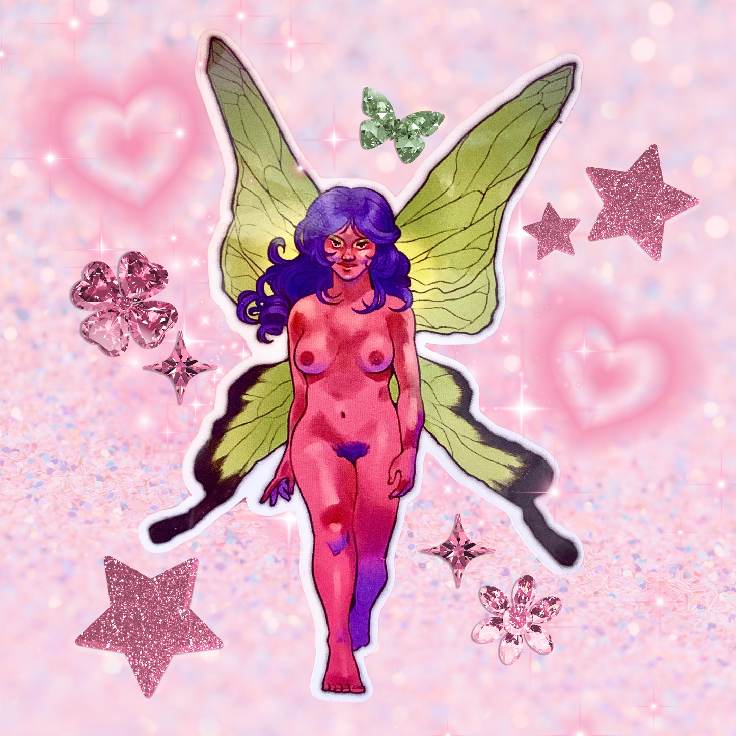 Cvnty Pink & Green Butterfly Girl