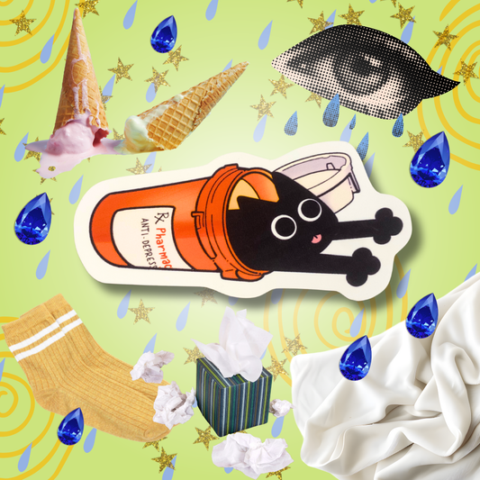Anti-Depressant Kitty Matte Sticker